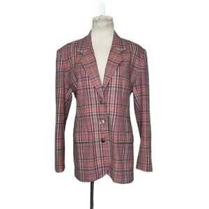 GAP 80's pink three buttons pink plaid vintage blazer size Large